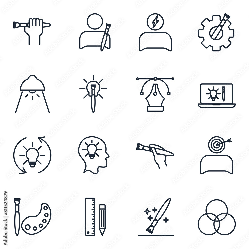 Poster creativity set icons template color editable. creativity symbol vector sign isolated on white backgr