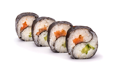 group of Yin Yang Maki sushi isolated on white background