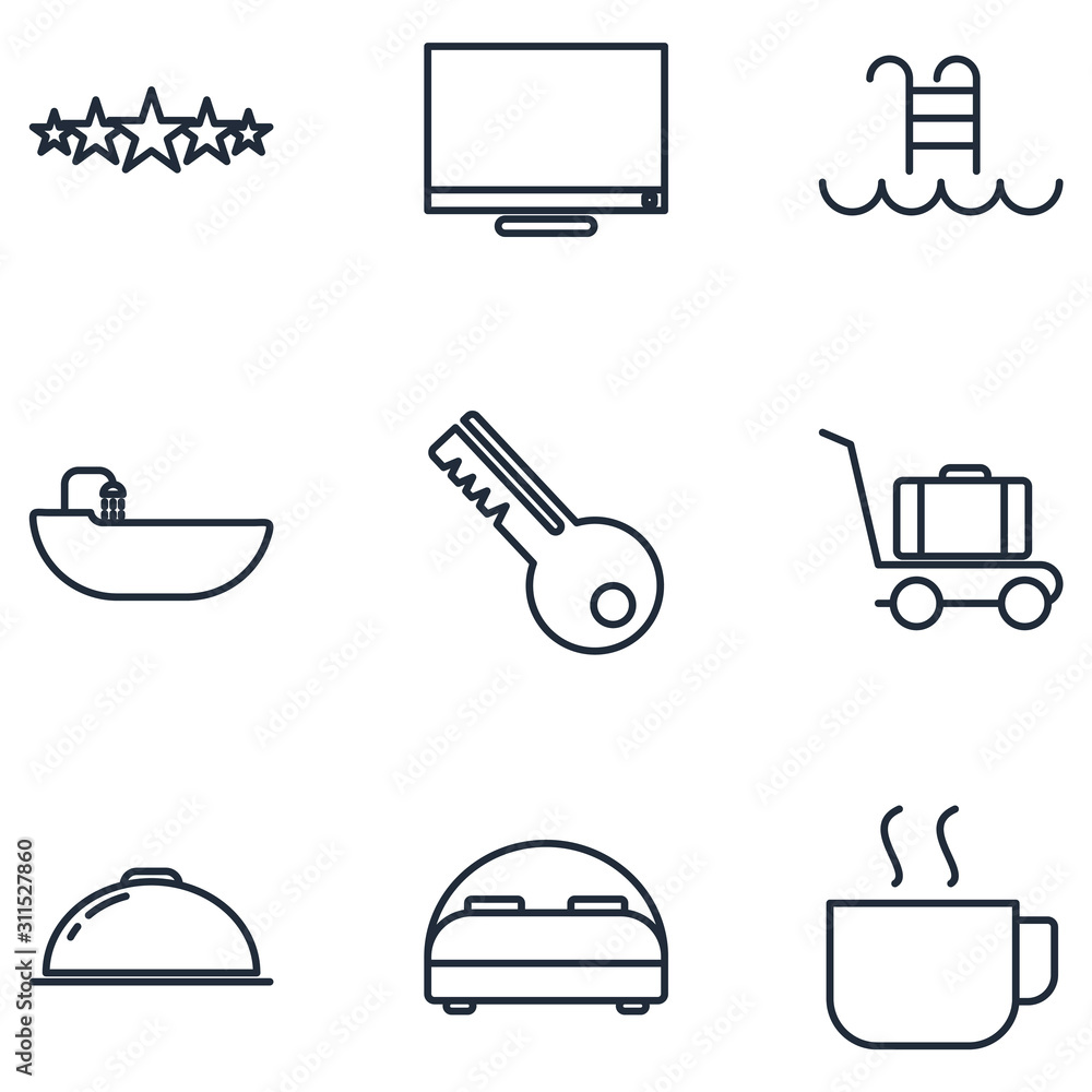 Aufkleber hotel set icons template color editable. hotel symbol vector sign isolated on white background illus