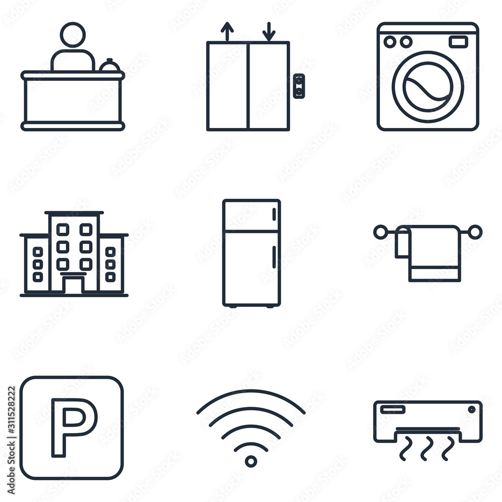 Poster hotel set icons template color editable. hotel symbol vector sign isolated on white background illus