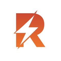 Letter R thunder power shape logo icon. Electrical Icon logo concept.