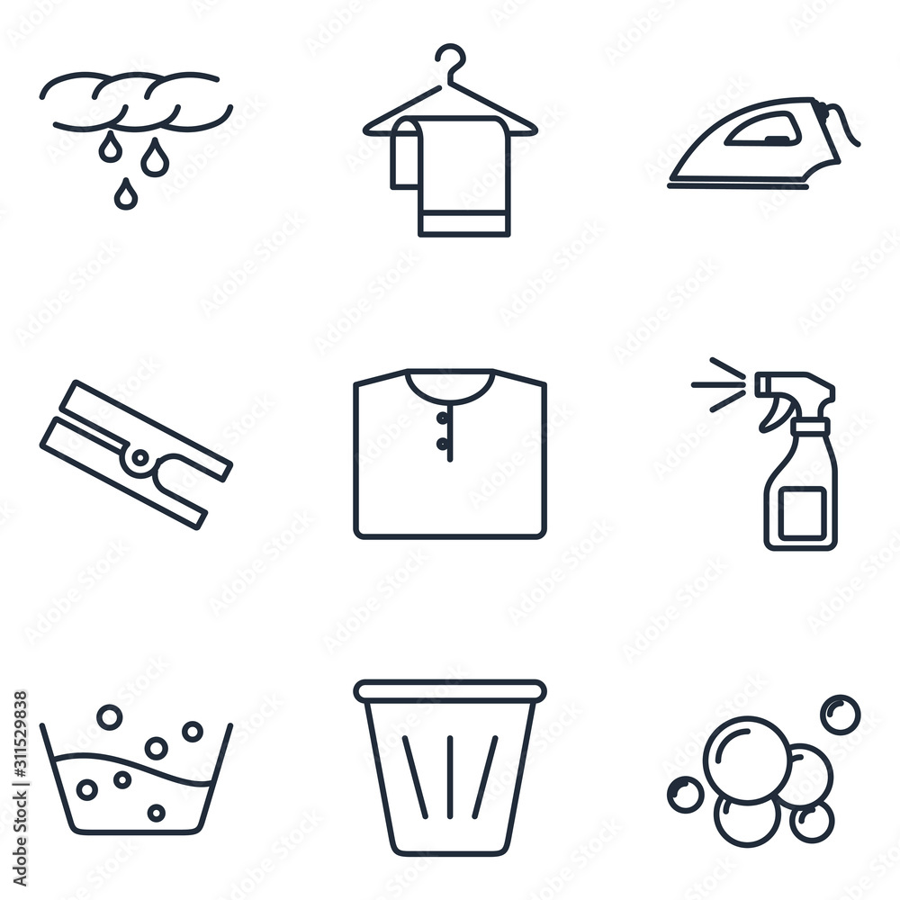 Poster laundry set icons template color editable. laundry symbol vector sign isolated on white background i