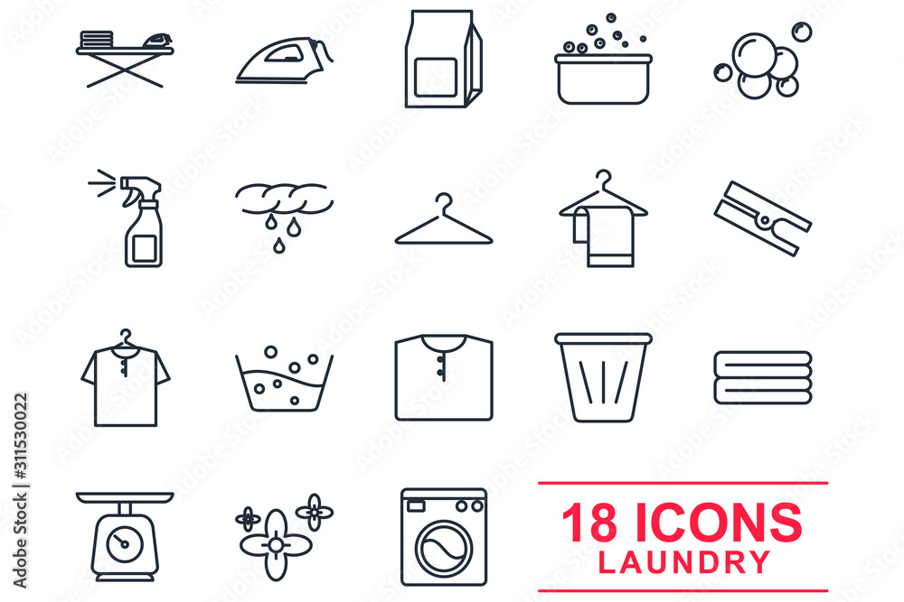 Poster laundry set icons template color editable. laundry symbol vector sign isolated on white background i