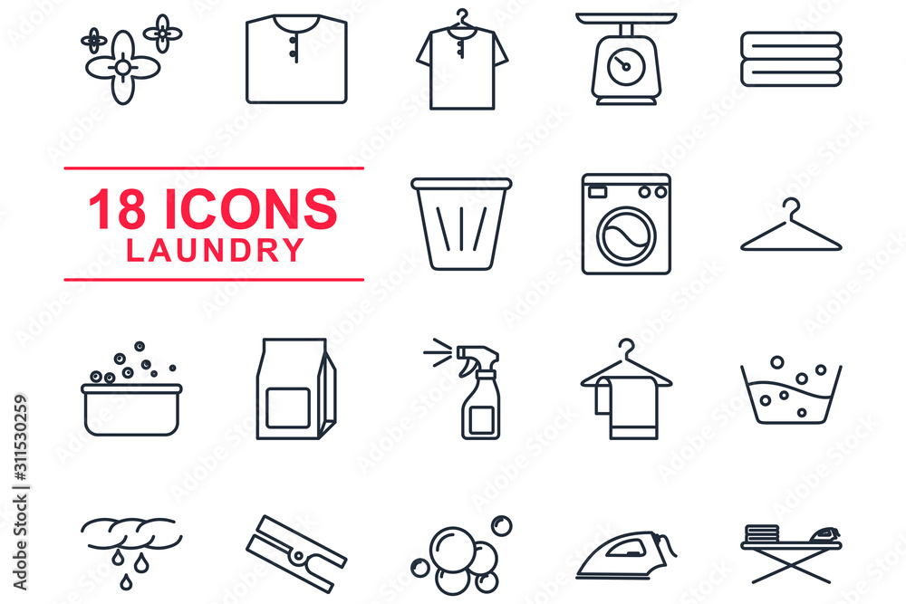 Poster laundry set icons template color editable. laundry symbol vector sign isolated on white background i