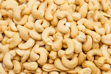 Cashew nuts closeup. on white background