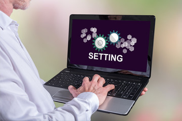 Setting concept on a laptop