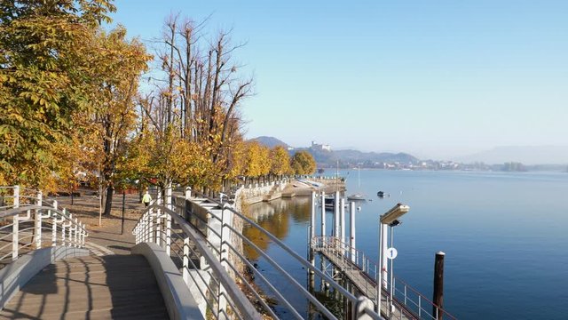 Arona, Lake Maggiore, Italy. Lakeside views and walkthrough