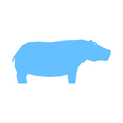 Blue hippo isolated on white background, vector illustration
