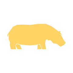 Yellow hippo isolated on white background, vector illustration