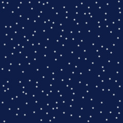 Blue background with silver stars, starry night sky, holiday background, vector illustration