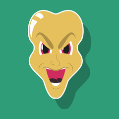 paper sticker on theme evil face