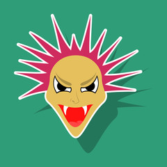 paper sticker on theme evil face