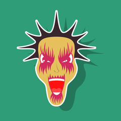paper sticker on theme evil face