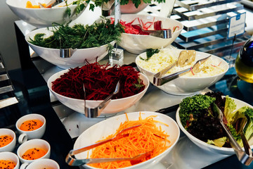 fresh vegetables in the kitchen of the restaurant with aromatic spices