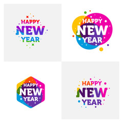 Set of New Year colorful banner, logo for your seasonal holidays flyers, greetings and invitations, christmas themed congratulations and cards.Template for brochures, business diaries