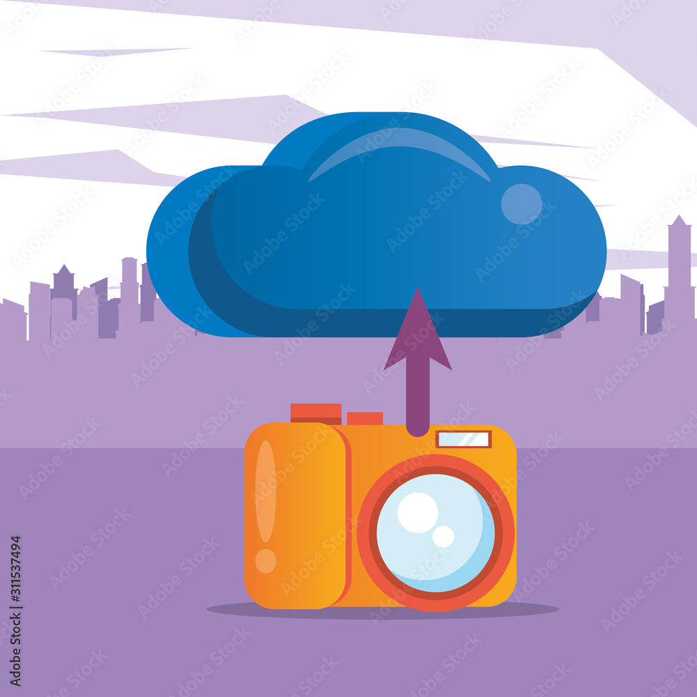 Poster cloud computing server with camera photographic