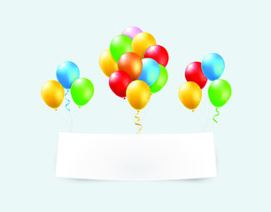 Color Glossy Balloons Banner Background . Isolated Vector Elements