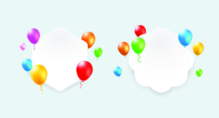 Set of Color Glossy Balloons Banner Background . Isolated Vector Elements