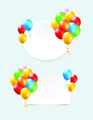 Set of Color Glossy Balloons Banner Background . Isolated Vector Elements