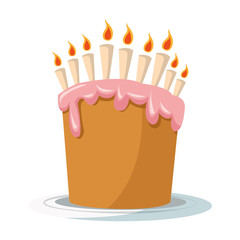 sweet birthday cake with candles icon