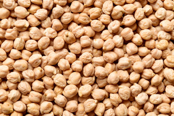 closeup of raw chickpeas top view