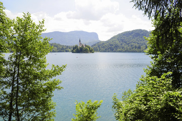 Fototapeta premium Triglav, Bled, Mariä Himmelfahrt, Cerkev Maijinega vnebovzetja,