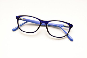 black and blue spectacle isolated on white background, eyewear for better vision
