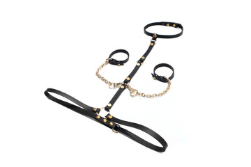 Leather belt for a girl on a white background.