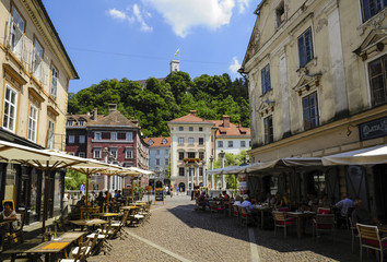 Fototapeta na wymiar Ljubljana, Altstadt, Burg, Ljubljanski grad, Slowenien, Laibach