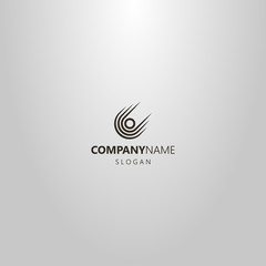 black and white simple vector line art logo of a falling comet