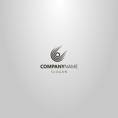 black and white simple vector line art logo of a falling comet © George_Chairborn