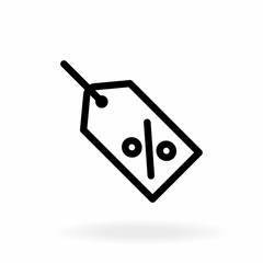 Sale vector icon. Percent symbol on label. Discount, shopping, Black Friday tag.