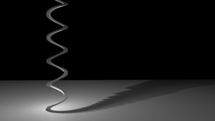 high spiral staircase in an abstract space illuminated with bright light. side view 3d illustration. Concept of Success Climbing and Finding Yourself