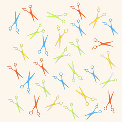 Scissors pattern in vintage colors. Vector illustration in retro style.