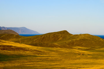 landscape with hills and blue sky