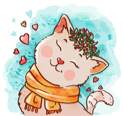 Cute cat in scarf