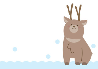雪とトナカイのイラスト