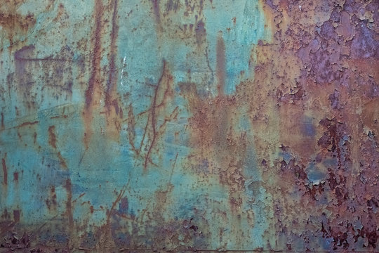 Rusty metal painted texture background. Green color. © tijuana2014