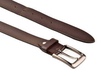 brown leather belt isolated on white background