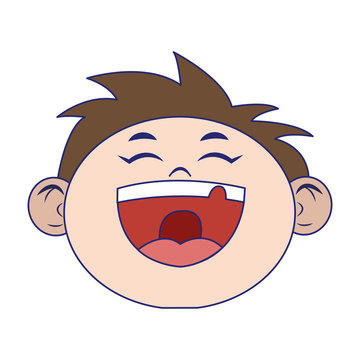 cartoon boy laughing isolated icon