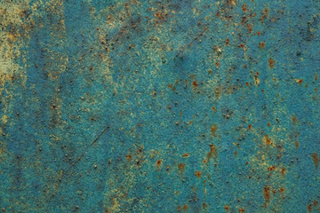 Rusty metal painted texture background. Green color.