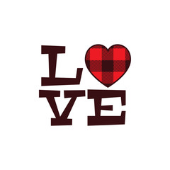 red buffalo plaid love heart shape valentine theme graphic design vector for greeting card and t shirt print