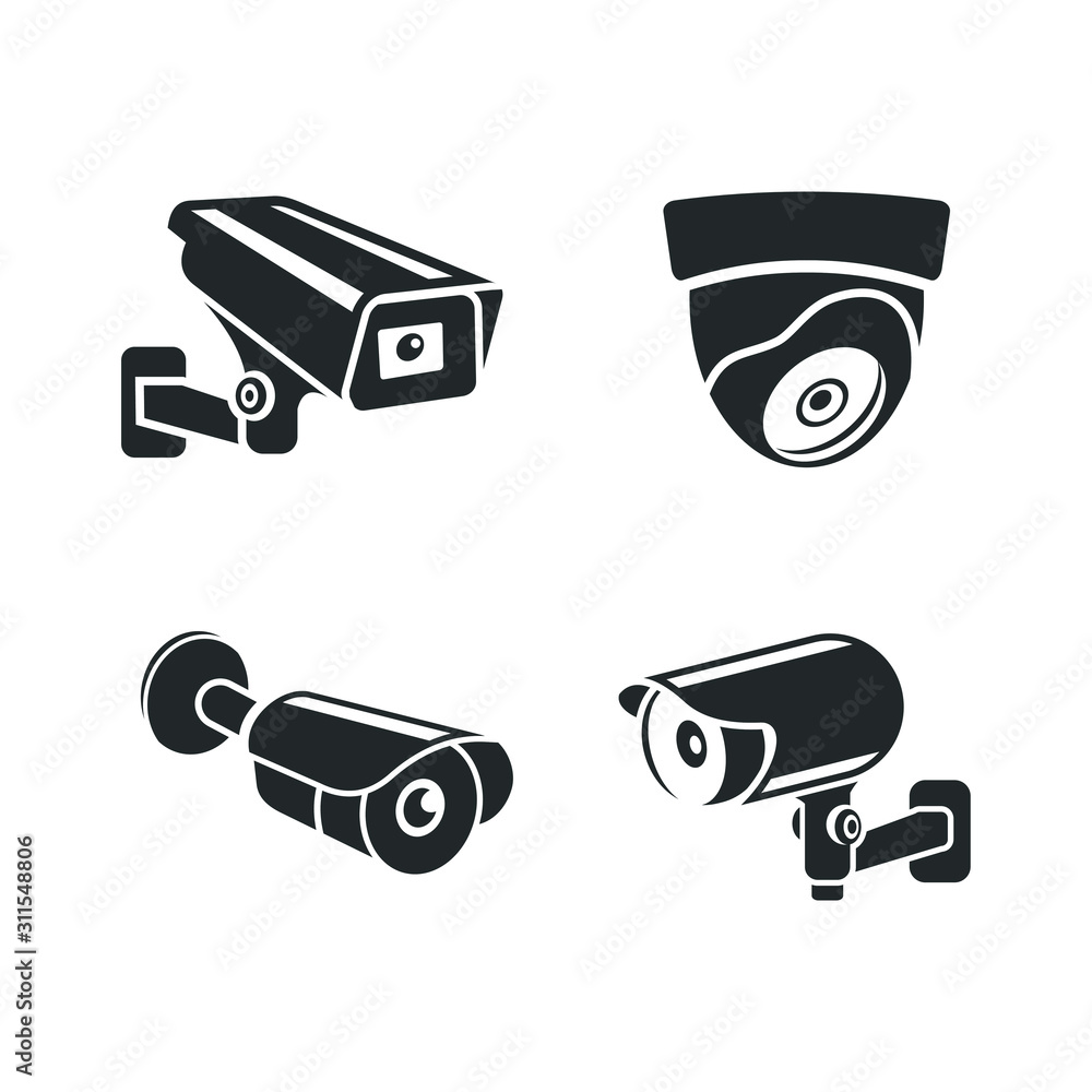 Leinwandbilder fixed cctv icon template color editable. security camera symbol vector sign isolated on white backgr