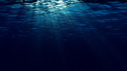 Fototapeta na wymiar Abstract underwater background with sunbeams