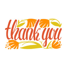 Isolated Thank You Card Hand Drawn Lettering