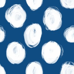 abstract seamless pattern with white circles on blue background