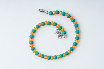Handmade bracelet made of artificial turquoise and glass rondels