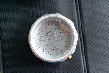 Italian metallic coffee maker. Mocha coffee pot for making espresso coffee