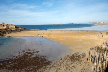 The stars on the beach in Saint Malo. Brittany, France