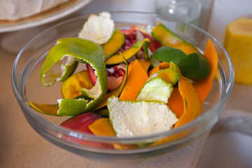 Organic trash, skins from different fruits.